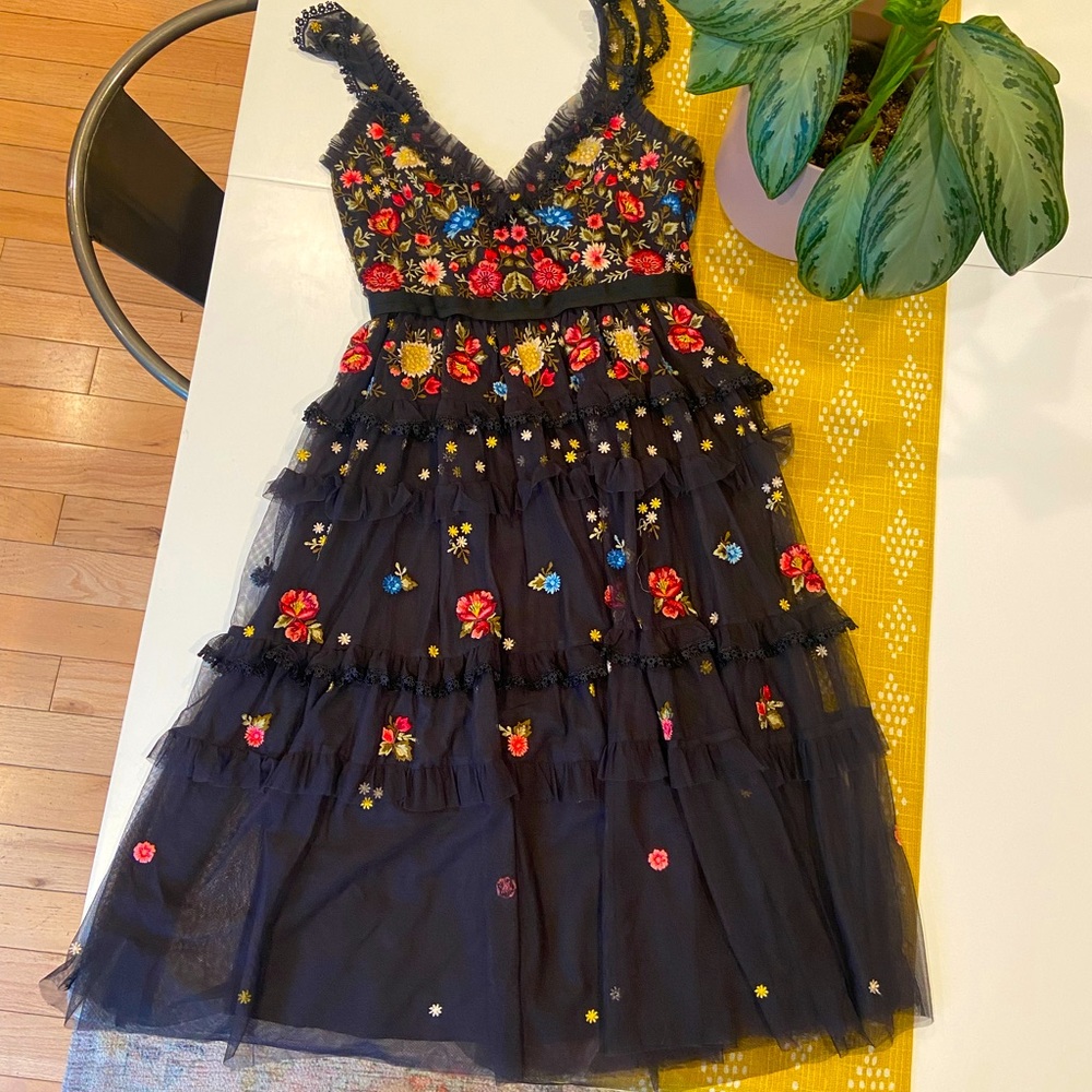 Needle and thread pandora embroidered ruffle dress